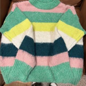 a new day Colorful Striped Turtleneck Sweater